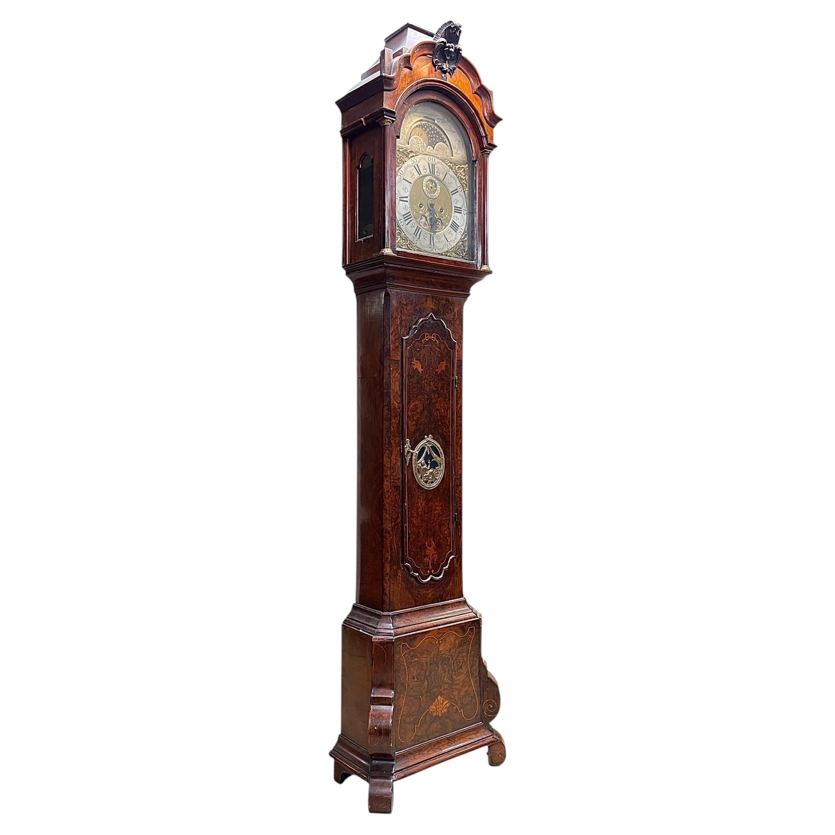 Orologio a pendolo olandese a cassa lunga del XVIII secolo di Rutgerus van Meurs