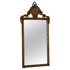 18th Century Dutch Louis XVI Giltwood Carved Mirror with Verre églomisé