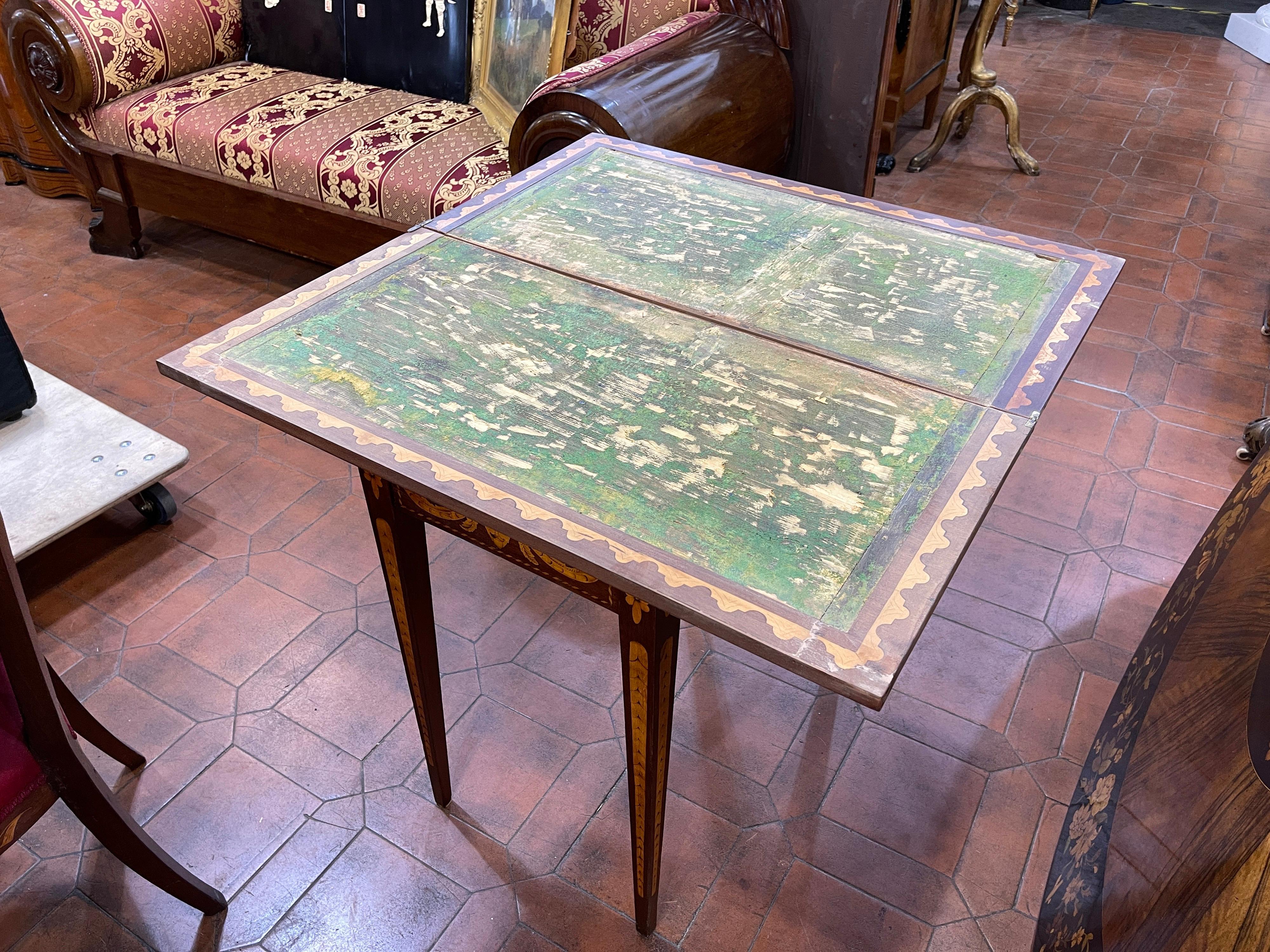 18th Century Dutch Louis XVI Mahogany Fruitwood Inlay Game Table, 1790s 13