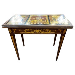 18th Century Dutch Louis XVI Mahogany Fruitwood Inlay Game Table, 1790s