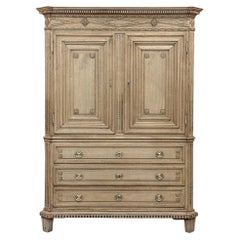 18th Century Dutch Louis XVI Period Stripped Oak Linen Press