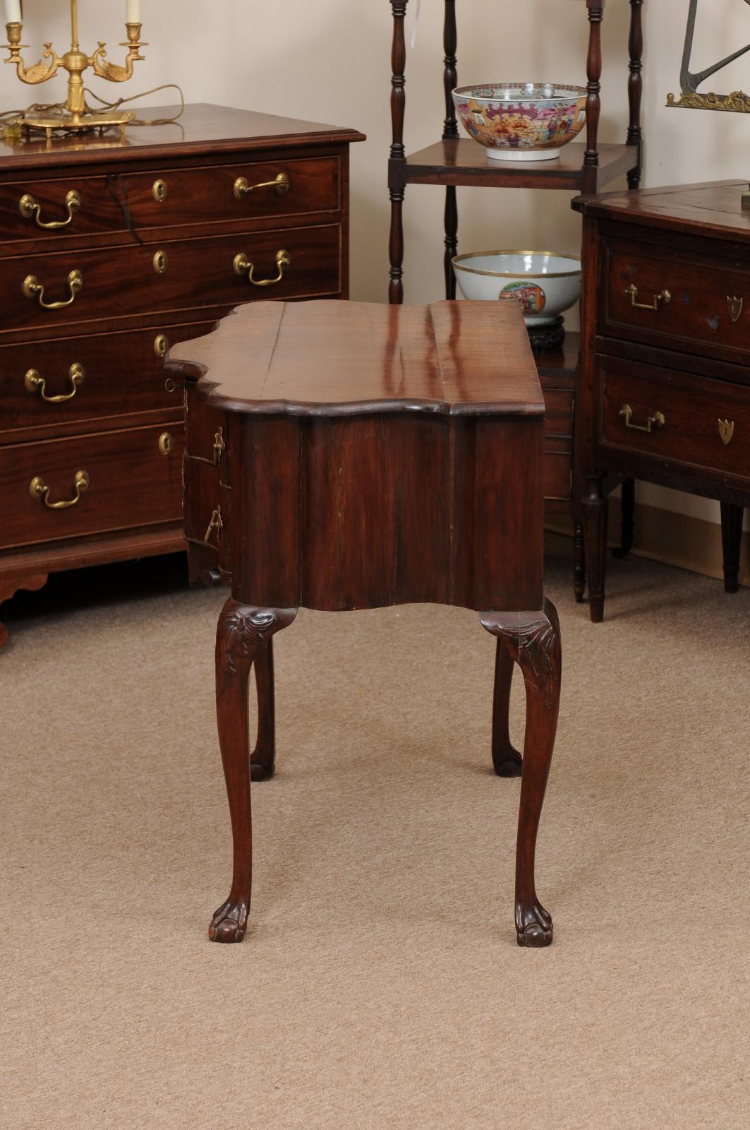 18th Century Dutch Lowboy in Mahogany with Serpentine Front & 2 Drawers For Sale 10