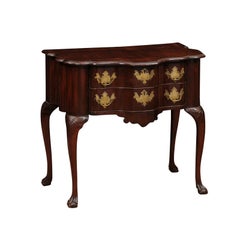 18th Century Dutch Lowboy in Mahogany with Serpentine Front & 2 Drawers