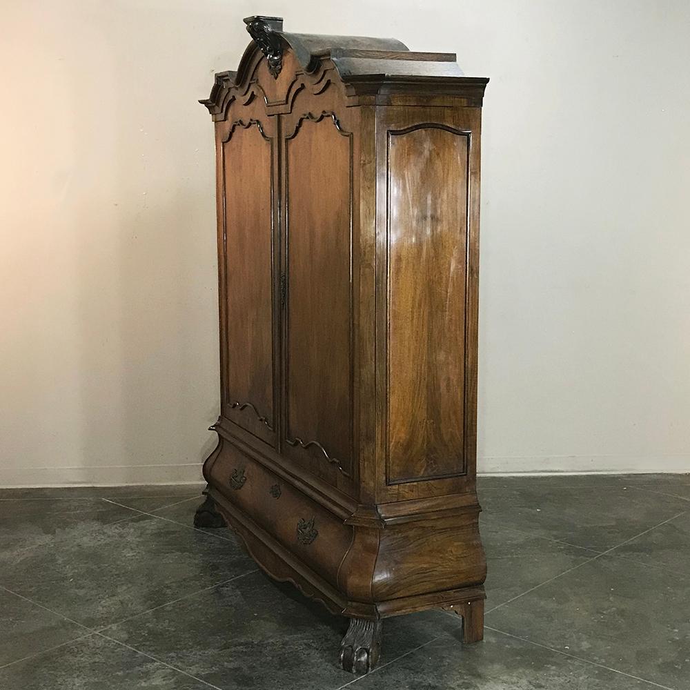 Hand-Carved 18th Century Dutch Mahogany Armoire, Cabinet