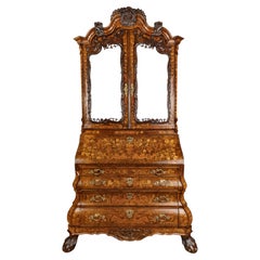 18th-Century Dutch Marquetry Bureau Bookcase / Cabinet, circa 1780