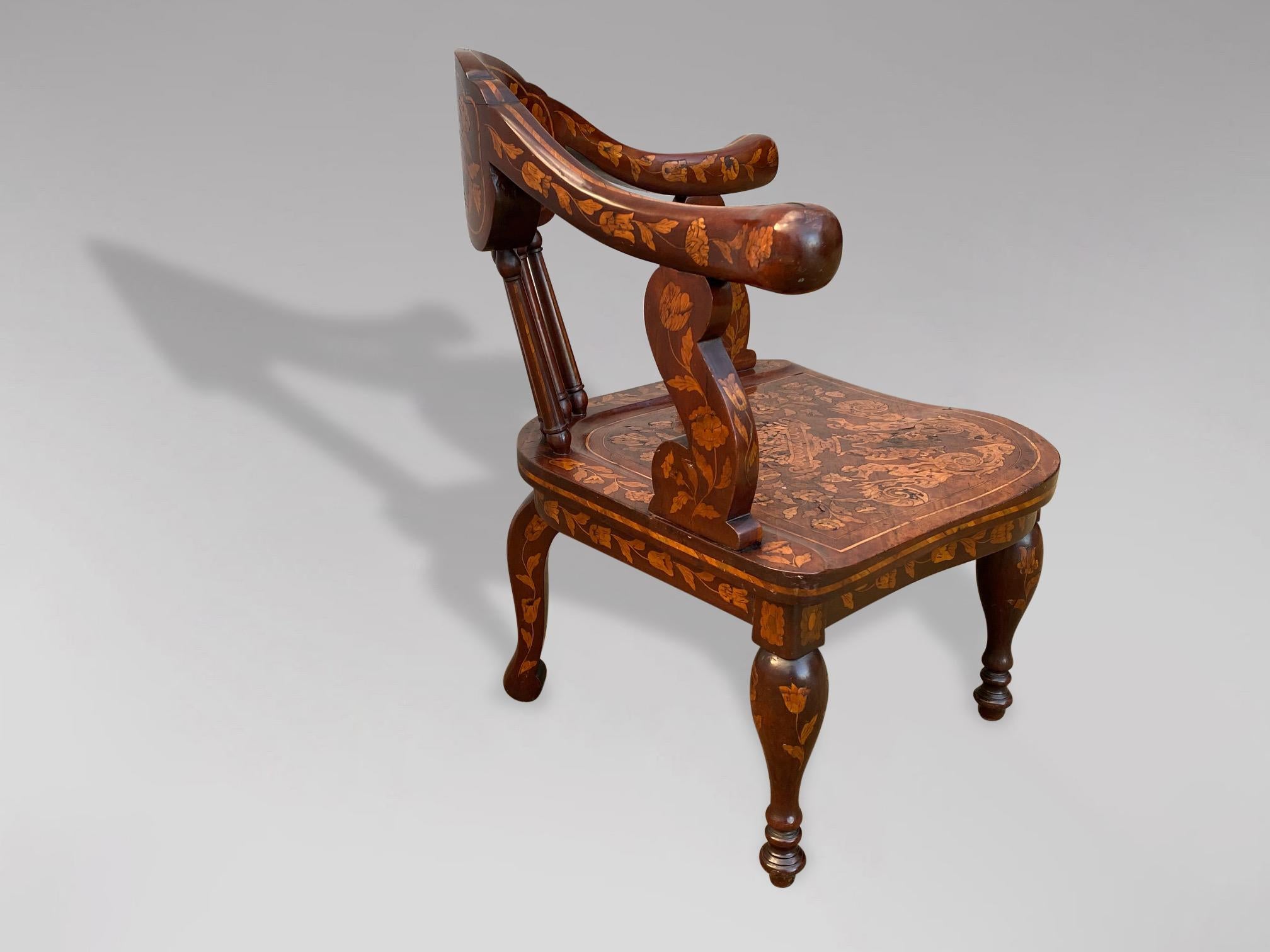 Dutch Colonial 18th Century Dutch Marquetry Corner Armchair For Sale