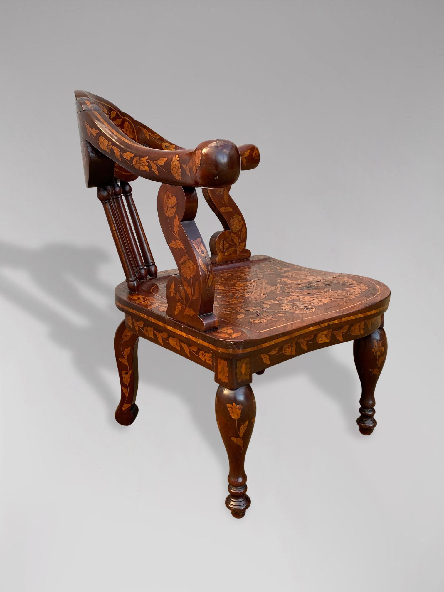 Satinwood 18th Century Dutch Marquetry Corner Armchair For Sale