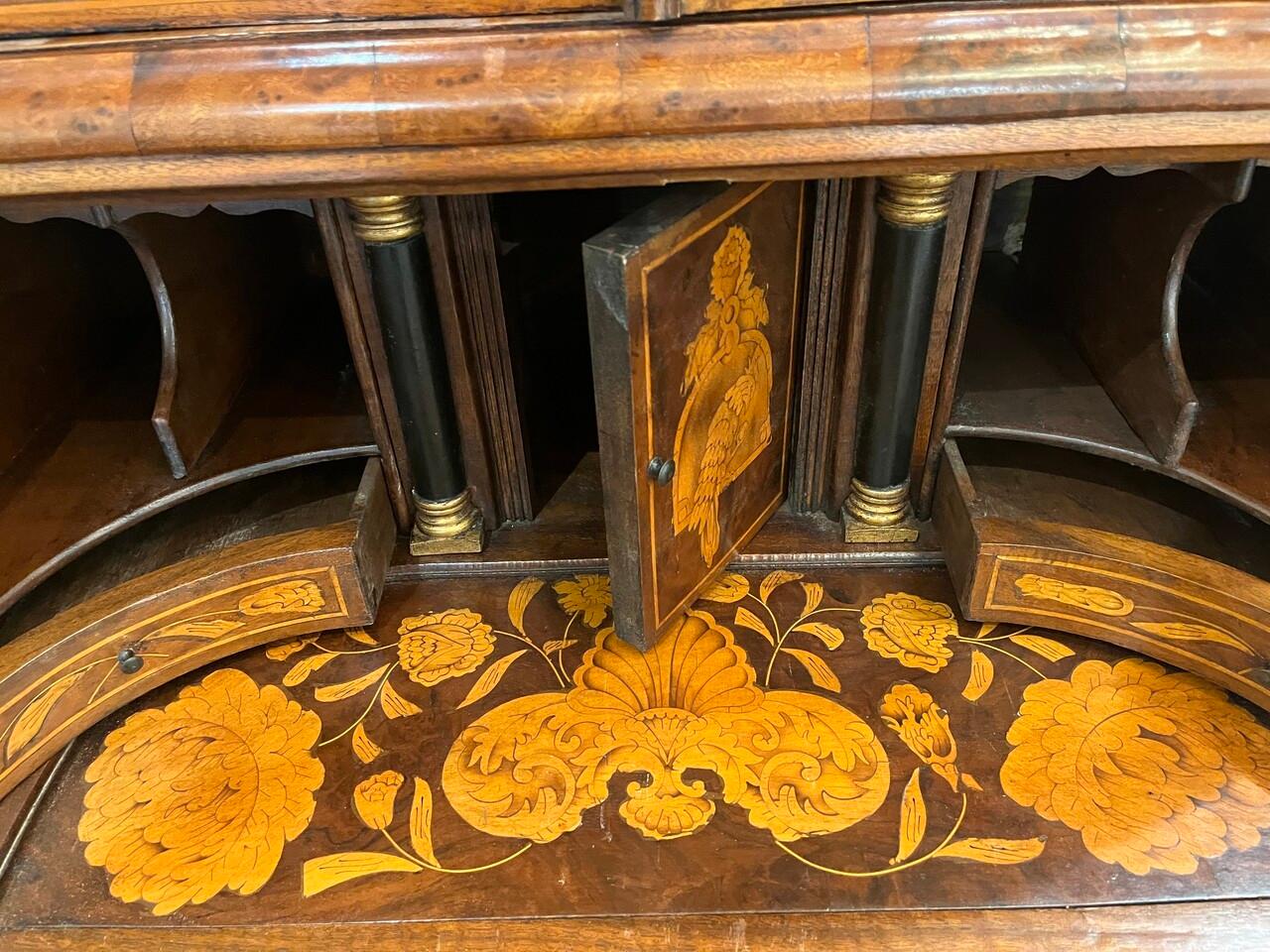 18th Century Dutch Marquetry Drop Front Secretaire For Sale 1