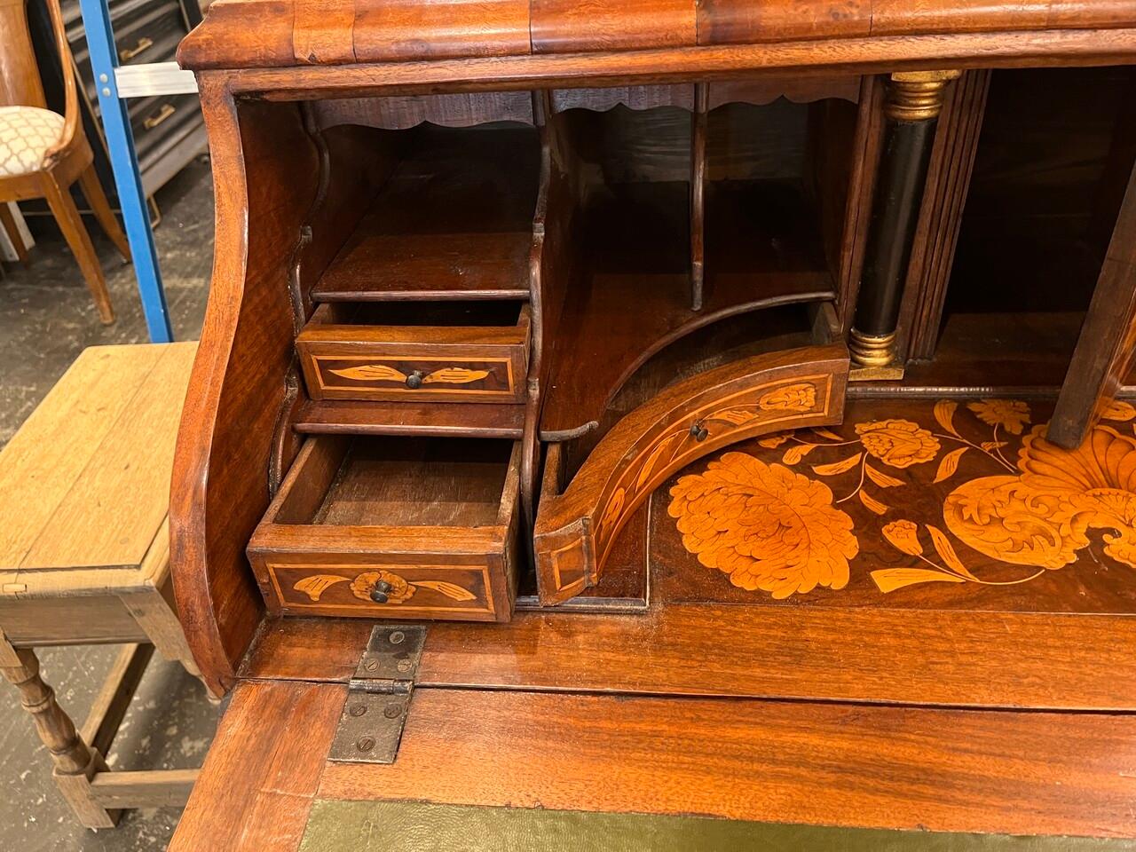 18th Century Dutch Marquetry Drop Front Secretaire For Sale 3