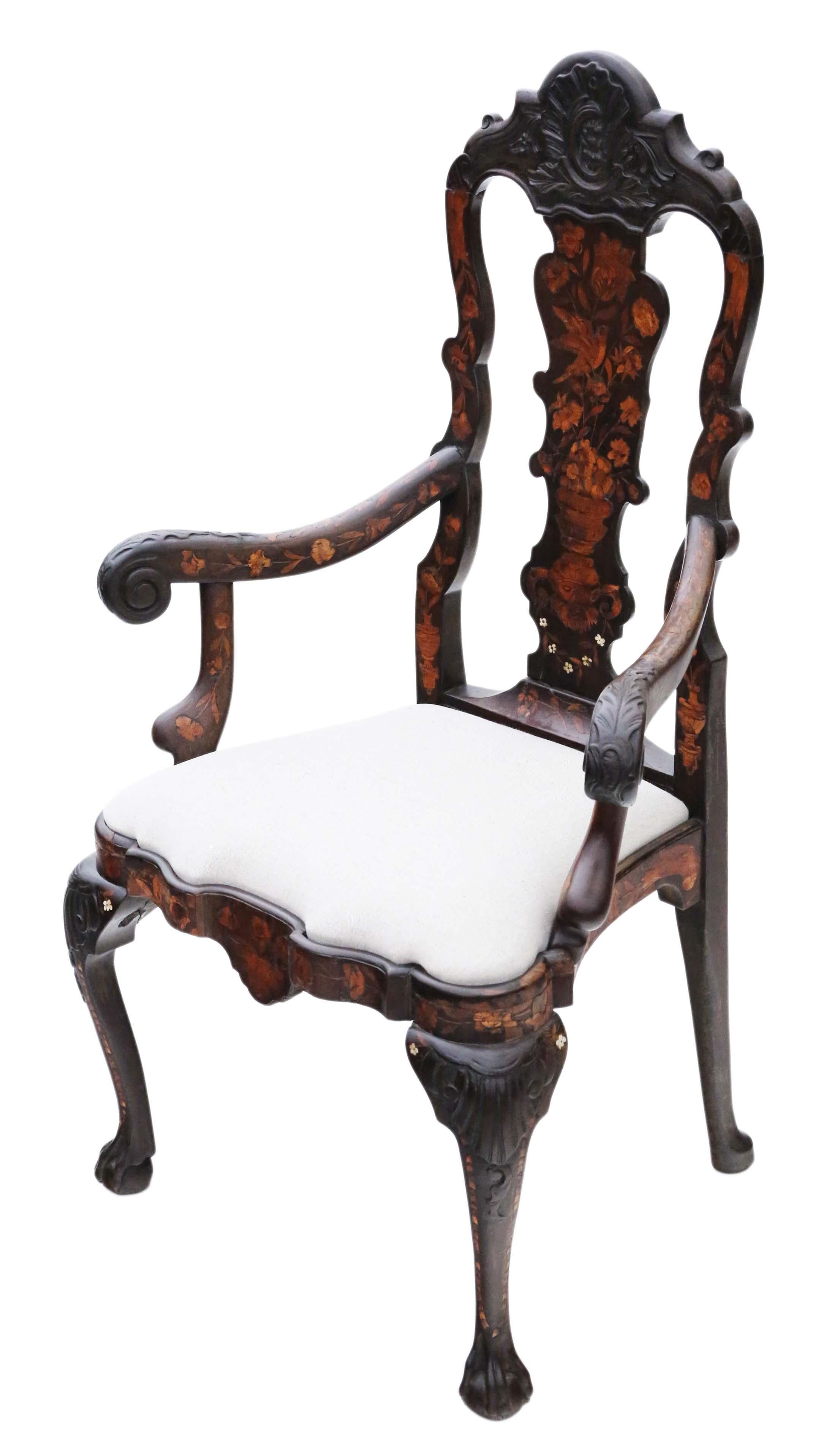 Niederländischer Beistellstuhl mit Intarsien aus dem 18. Jahrhundert: Antik, sehr gute Qualität (Marketerie) im Angebot