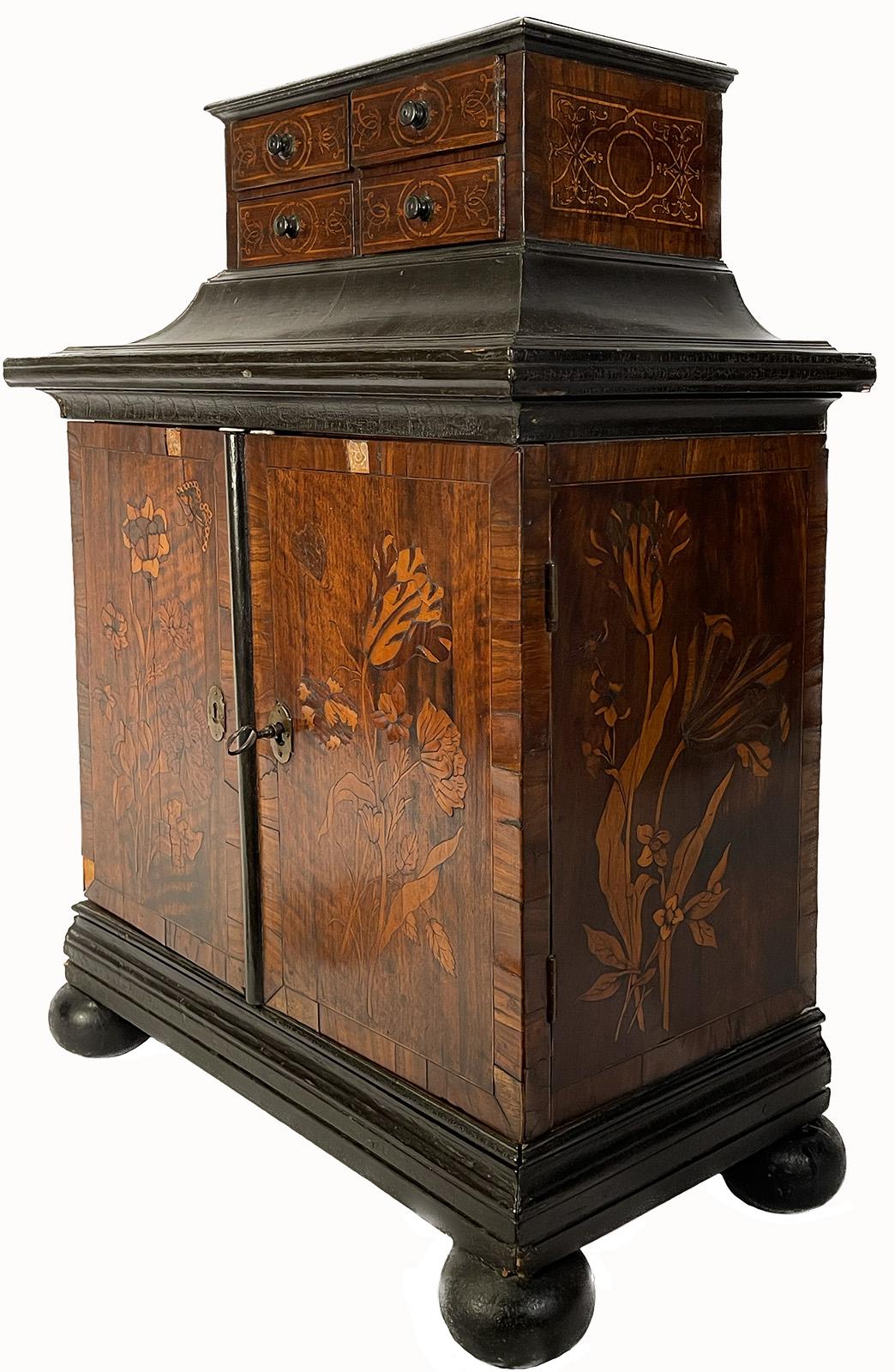 18th Century Dutch Marquetry Jewelry Cabinet In Good Condition For Sale In Salt Lake City, UT