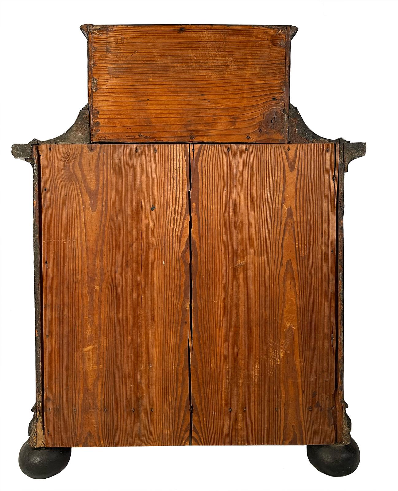 Wood 18th Century Dutch Marquetry Jewelry Cabinet For Sale