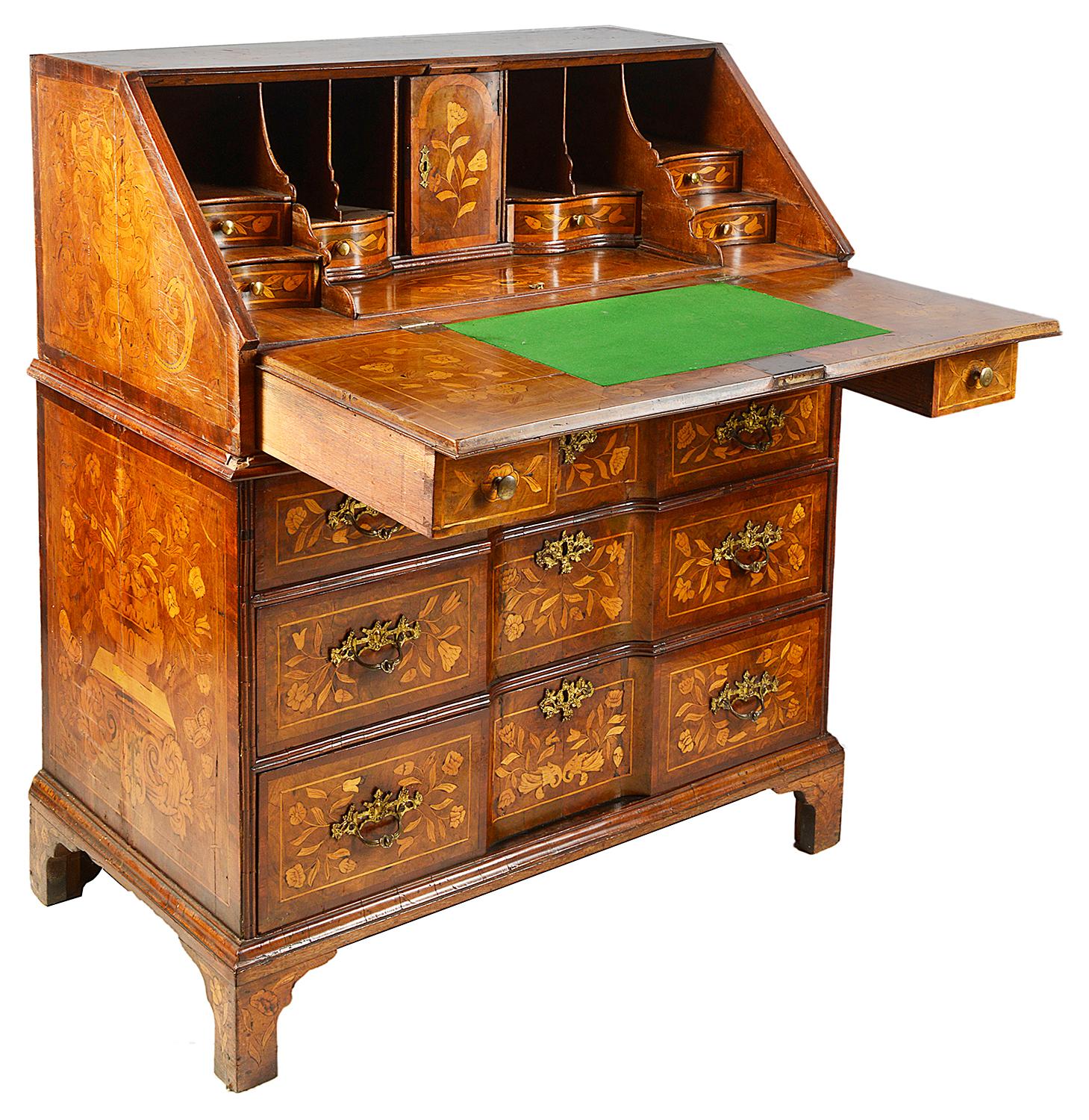Inlay 18th Century Dutch Marquetry Walnut Bureau