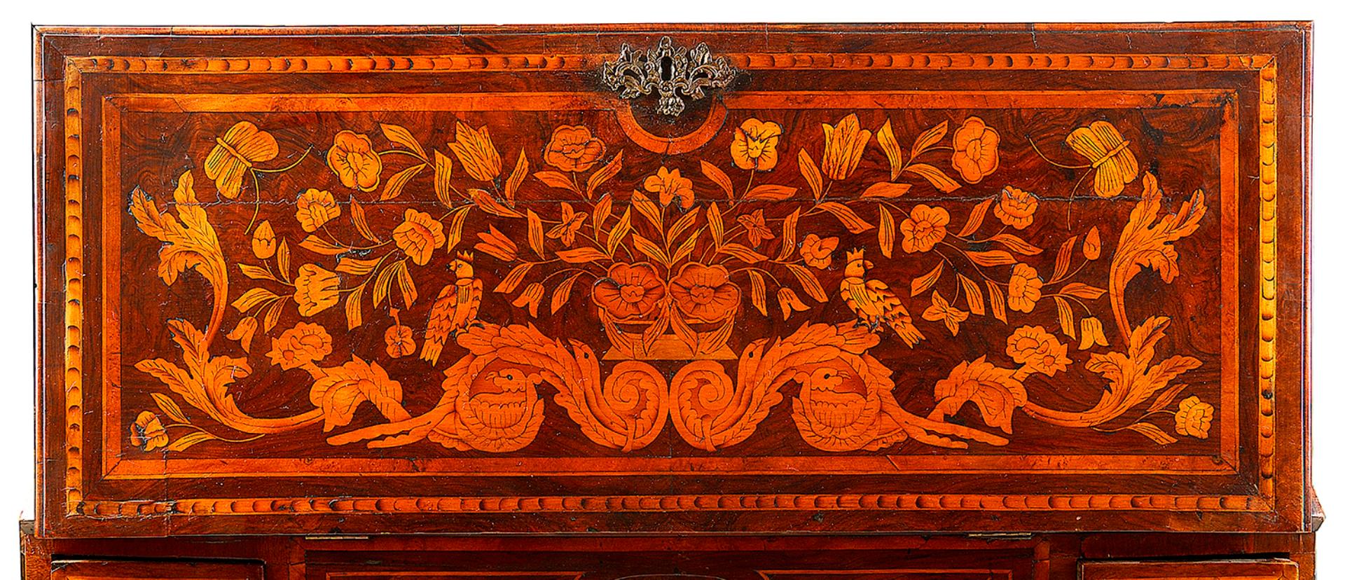 18th Century Dutch Marquetry Walnut Bureau 1