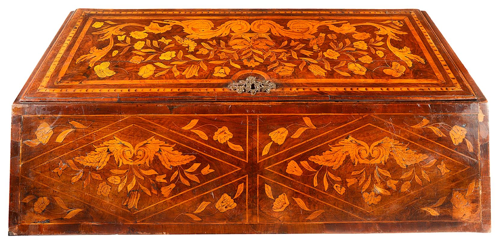 18th Century Dutch Marquetry Walnut Bureau 3