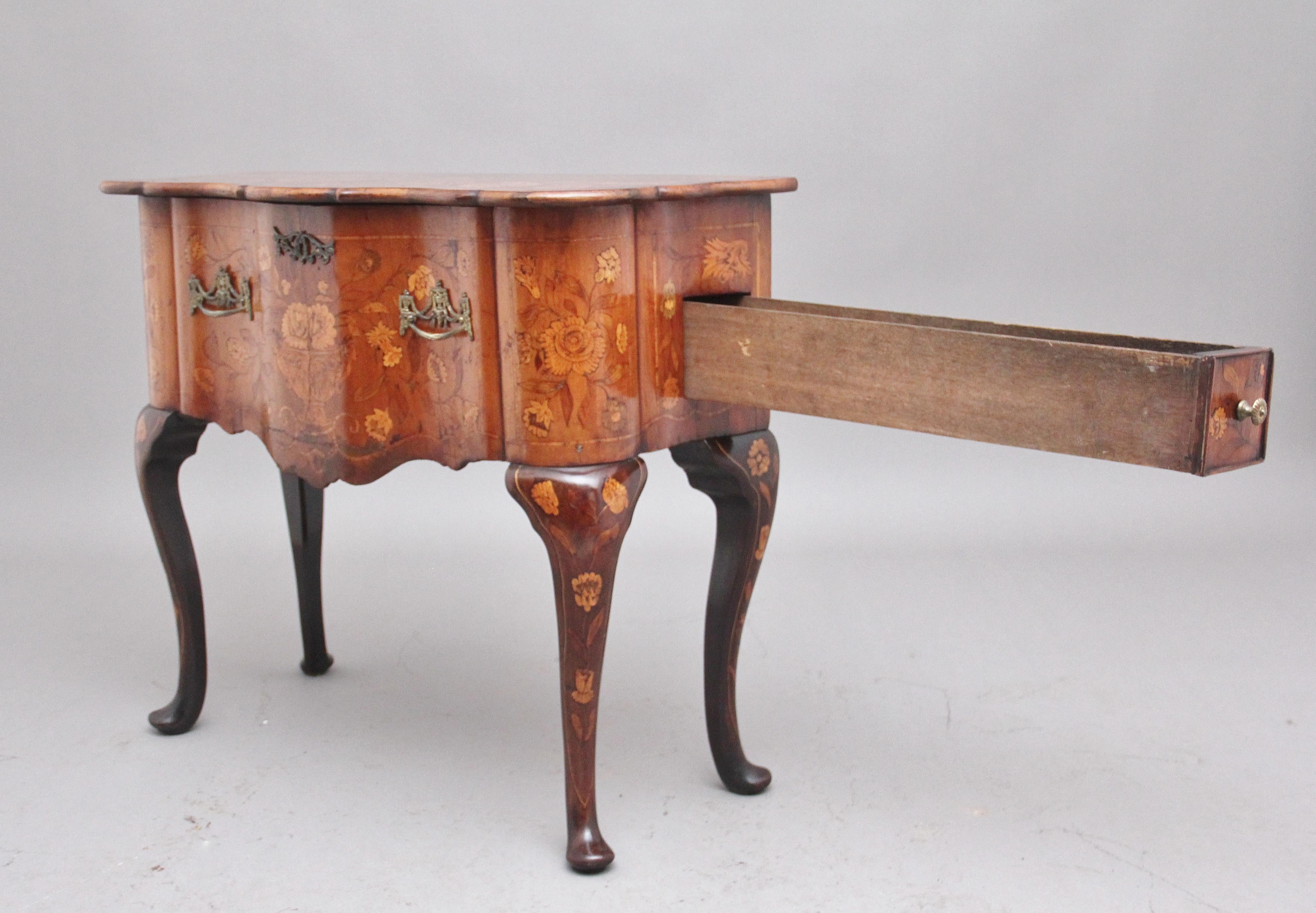 18th Century Dutch Marquetry Walnut Side Table For Sale 12