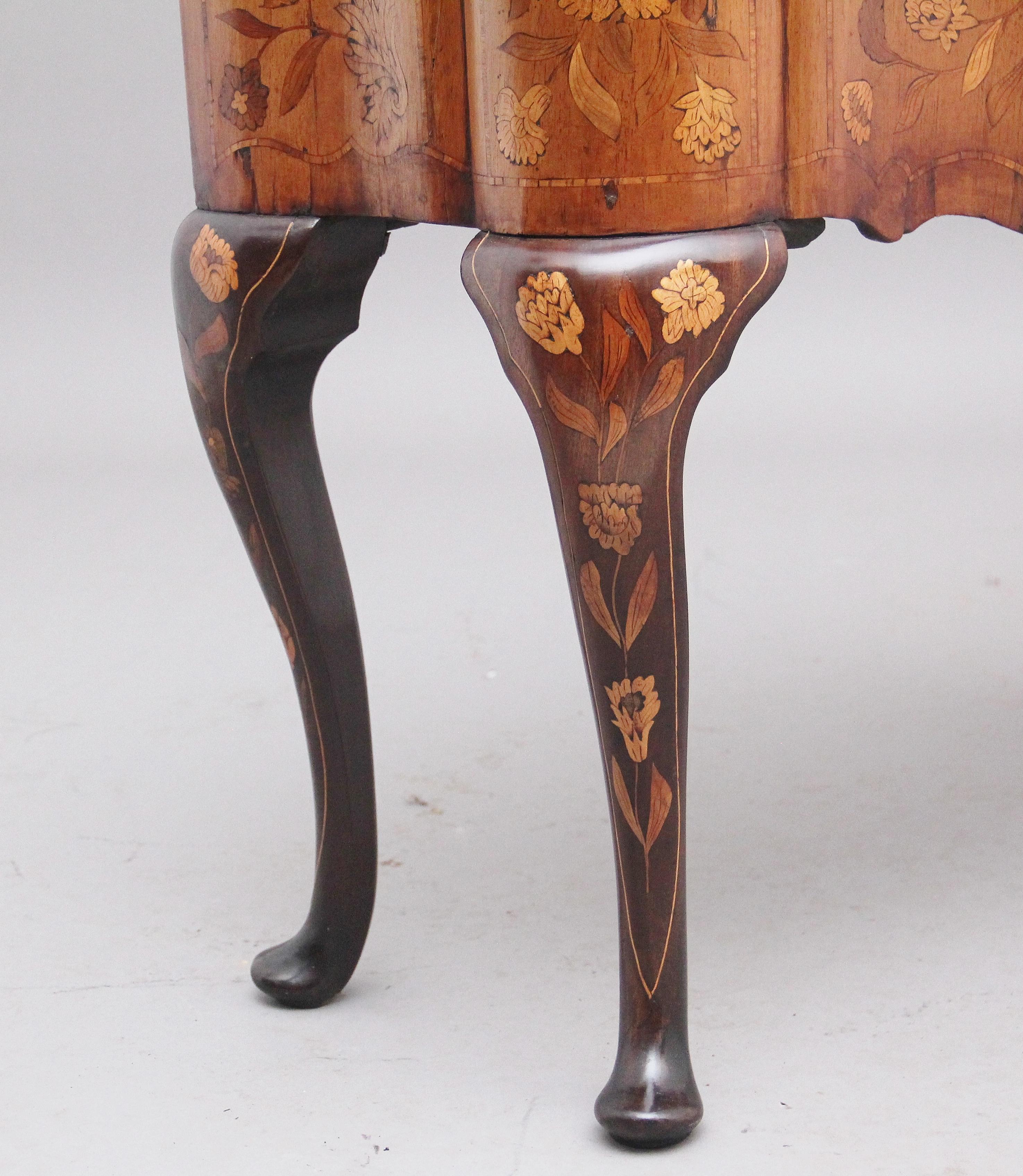 18th Century Dutch Marquetry Walnut Side Table For Sale 15