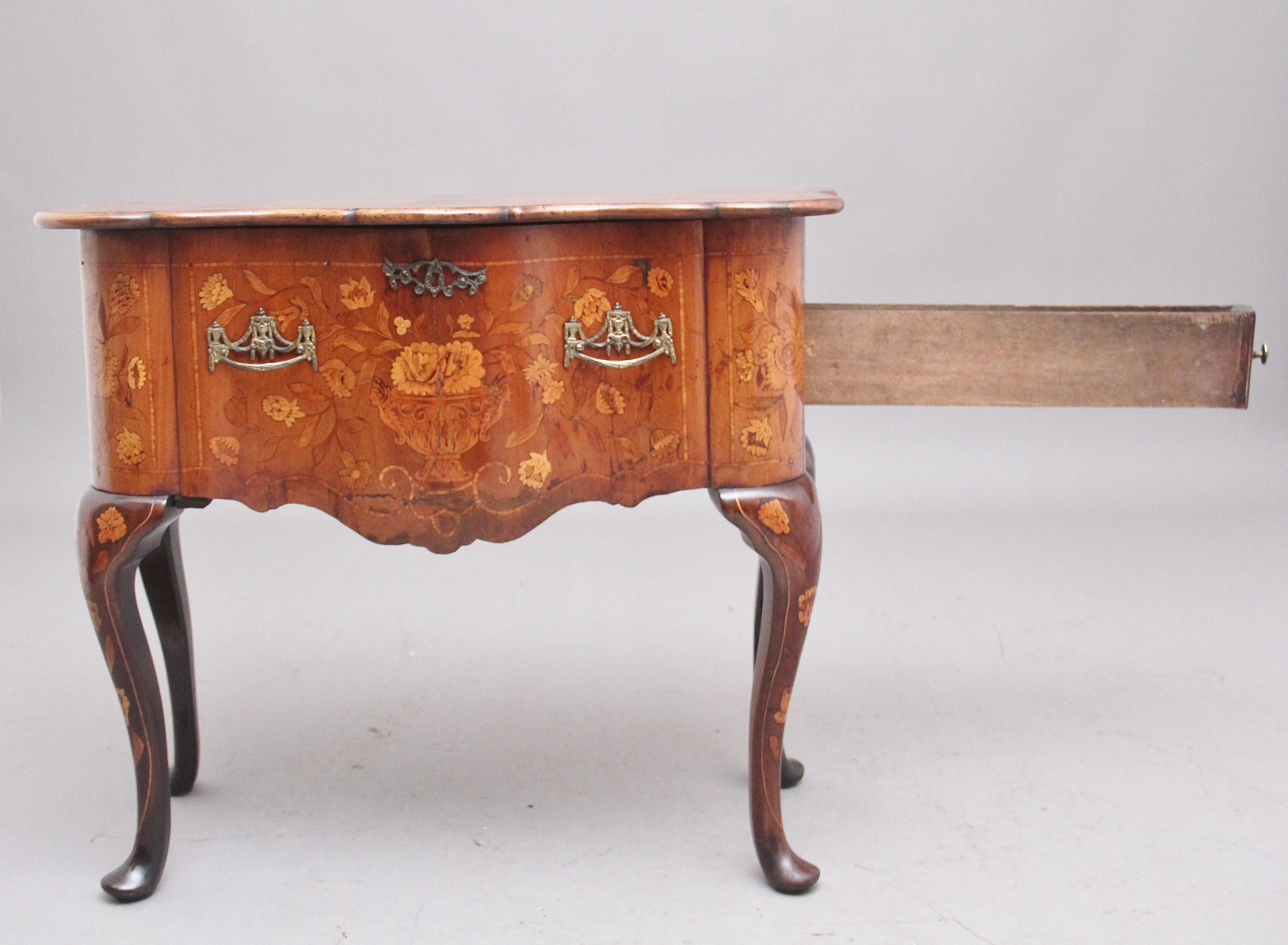 18th Century Dutch Marquetry Walnut Side Table In Good Condition For Sale In Martlesham, GB