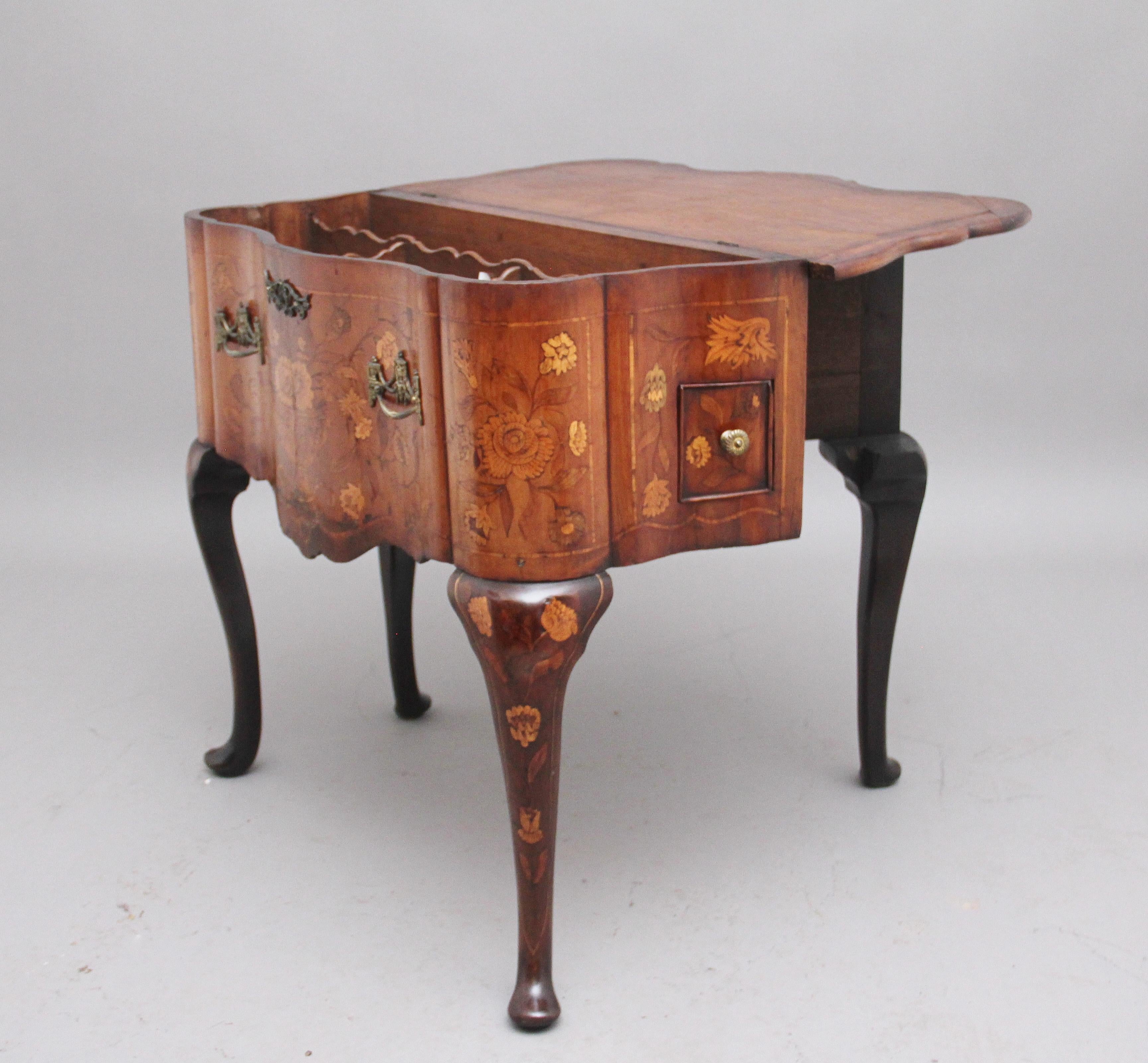 18th Century Dutch Marquetry Walnut Side Table For Sale 3