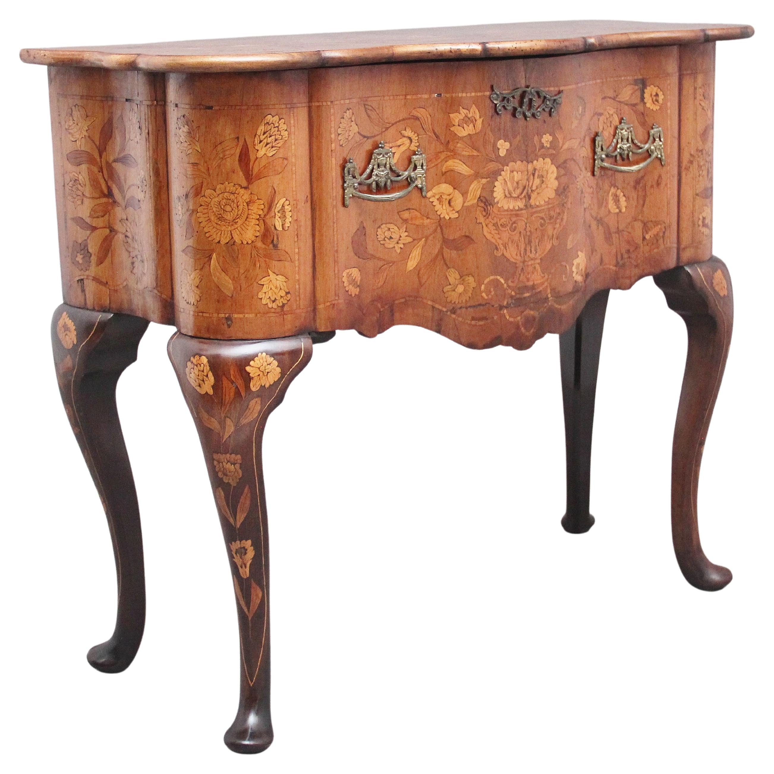 18th Century Dutch Marquetry Walnut Side Table For Sale