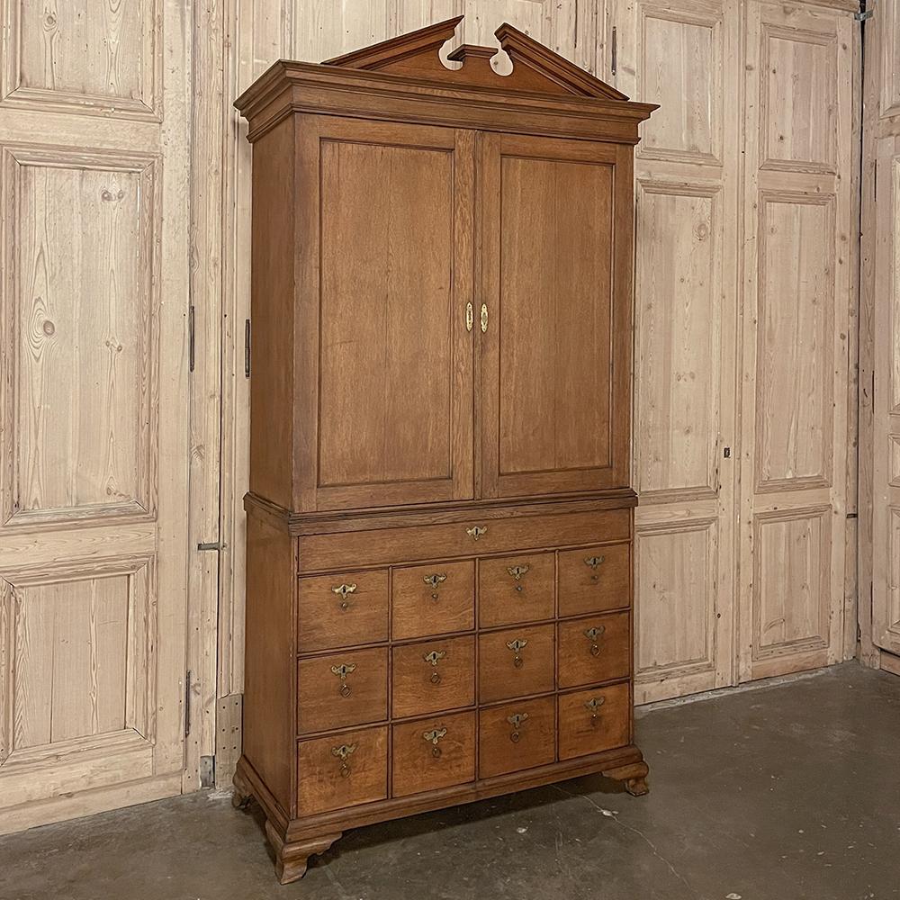 18th century Dutch neoclassical apothecary cabinet ~ secretary was obviously a product of sublimely talented artisans, indeed! Created with a stately elegance inspired by ancient Greek architects, it features a crown with facing pitched moldings