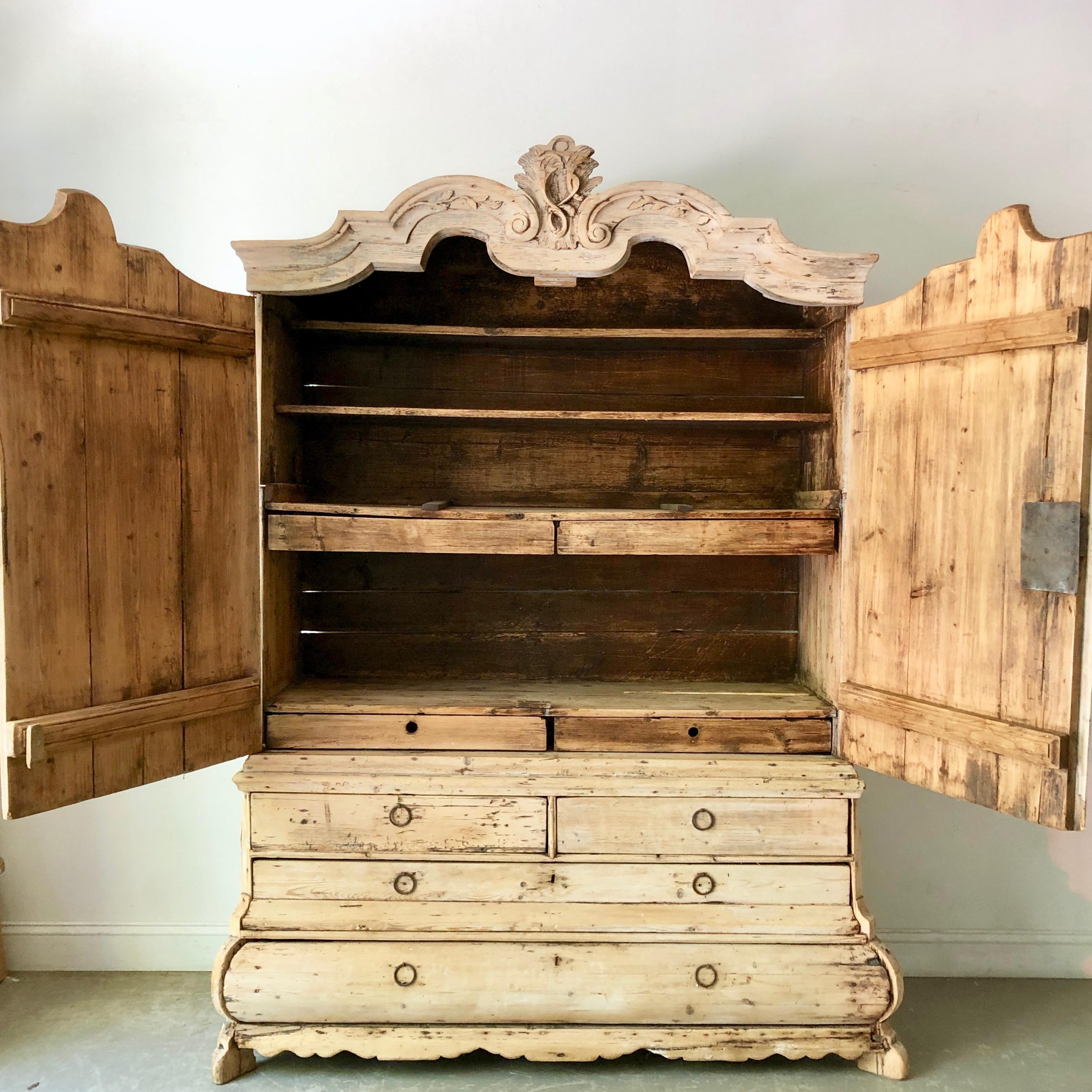 18th Century Dutch Oak Bleached Cabinet In Good Condition In Charleston, SC