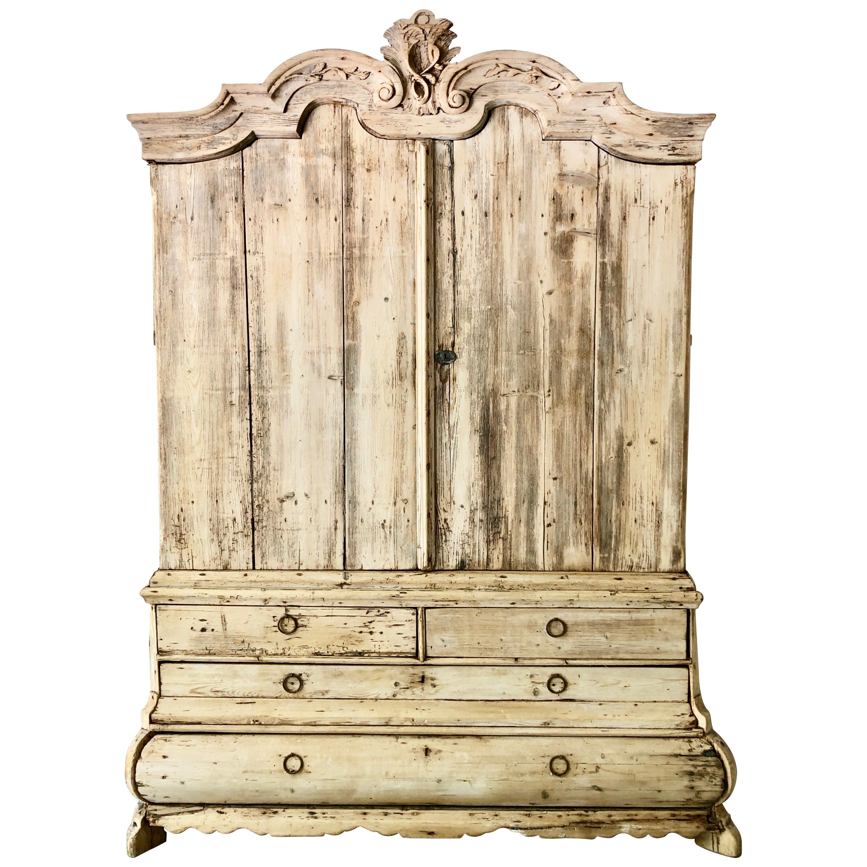 18th Century Dutch Oak Bleached Cabinet