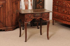 18th Century Dutch Oak Lowboy with 3 Drawers and Cabriole Legs