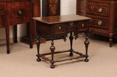 18th Century Dutch Oak Lowboy with 3 Drawers, Shaped Apron & Turned Legs