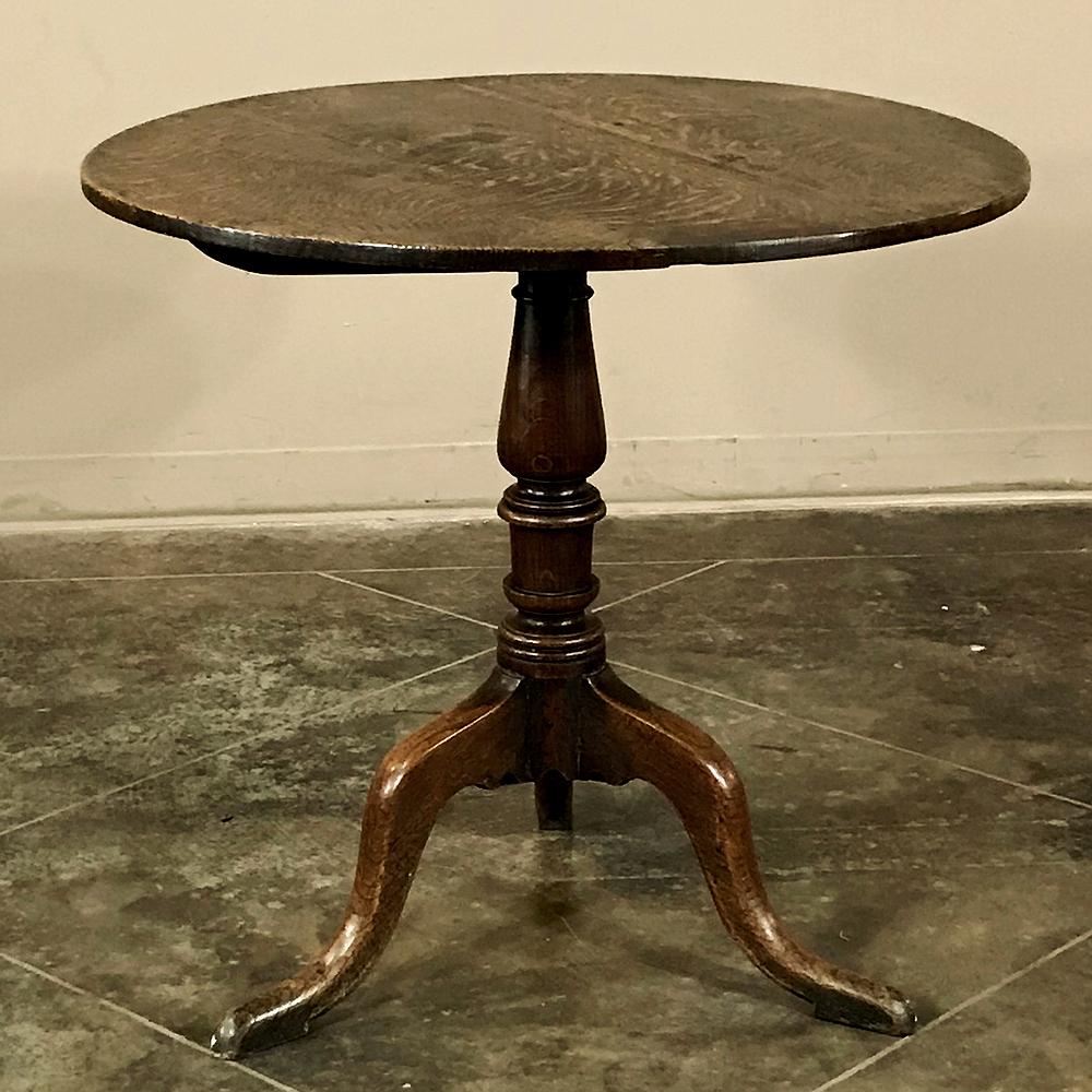 British Colonial 18th Century Dutch Oak Tilt-Top End Table For Sale