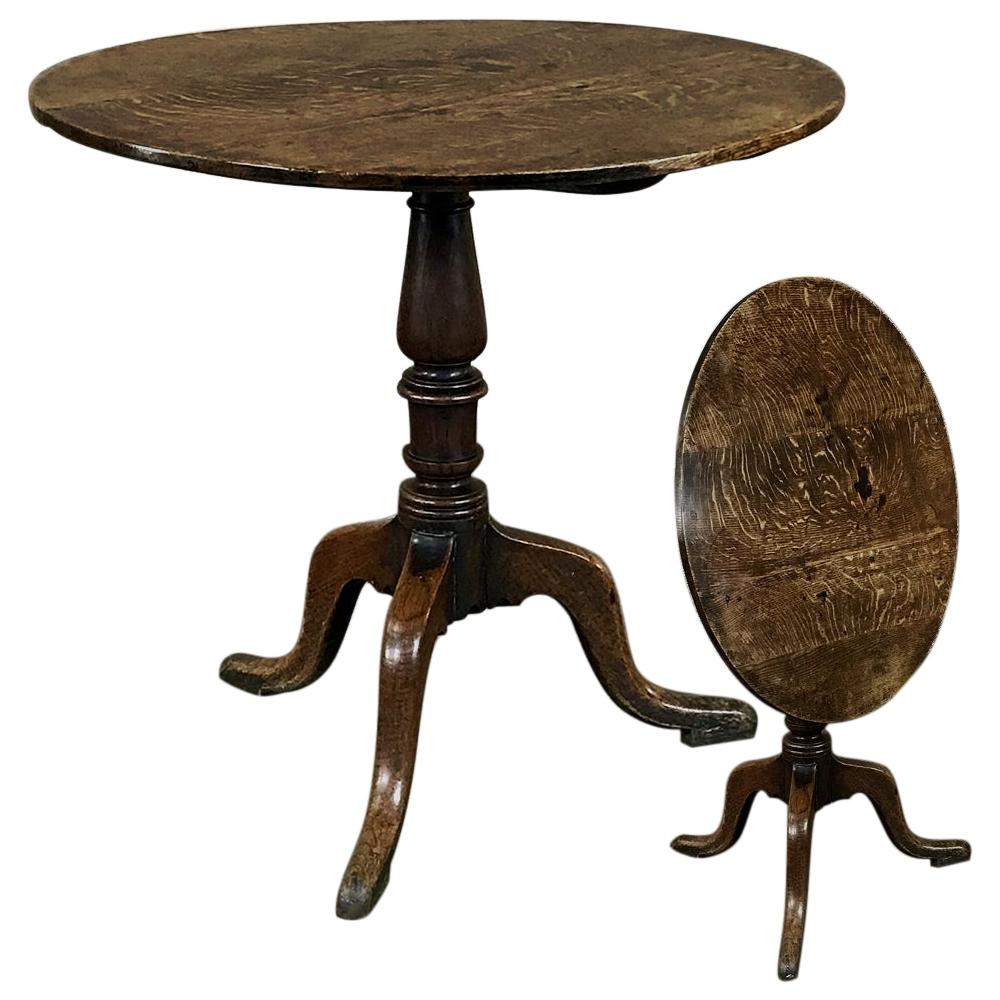 18th Century Dutch Oak Tilt-Top End Table For Sale