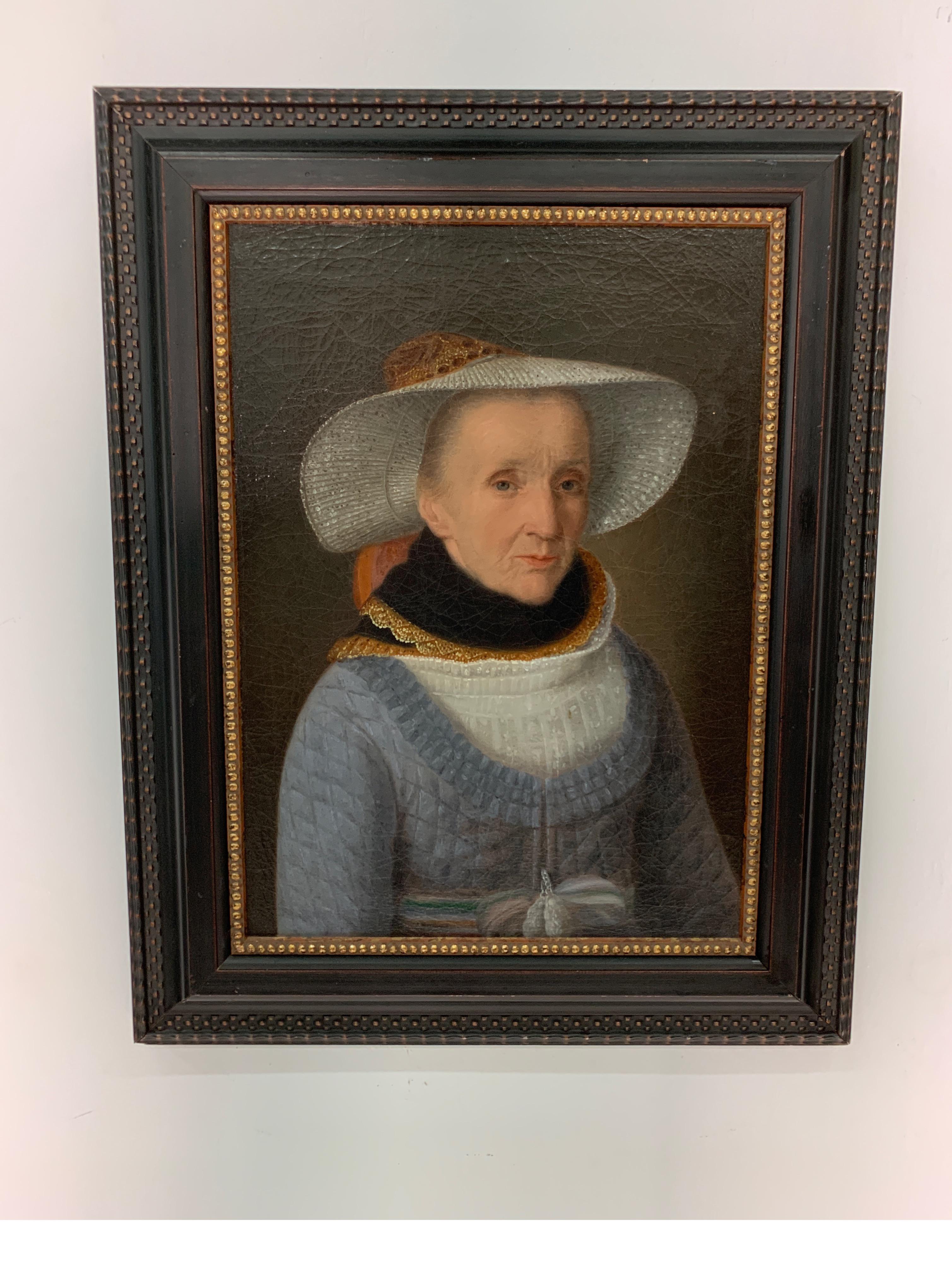 Museum quality 18th century Dutch portrait of an aristocratic woman. The woman, beautifully depicted in period clothing with detailed face and blue eyes. The frame is later but appropriate for the age of the painting. This painting has been