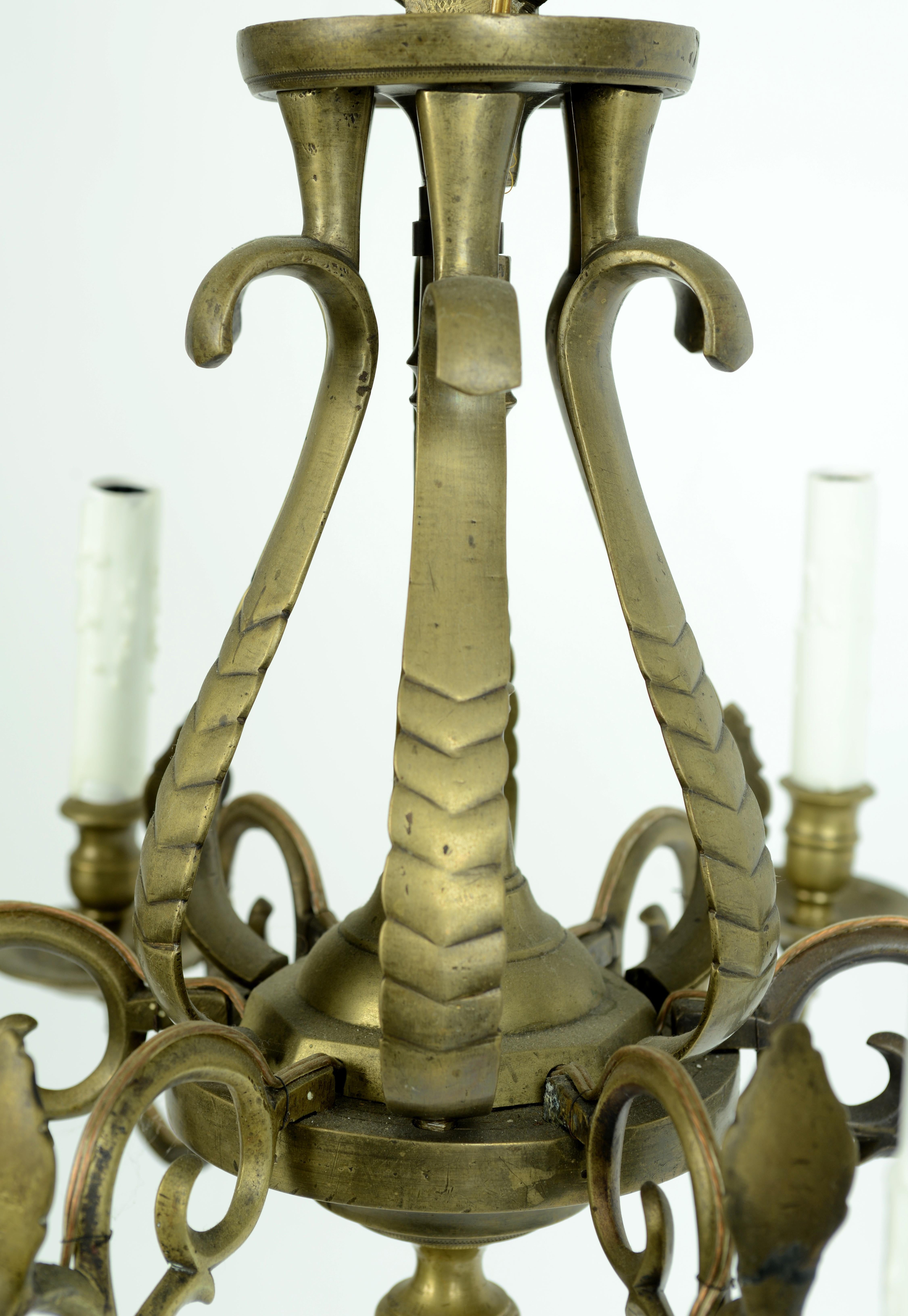 18th Century Dutch Open Pineapple Shaped Design Brass Chandelier In Good Condition In valatie, NY