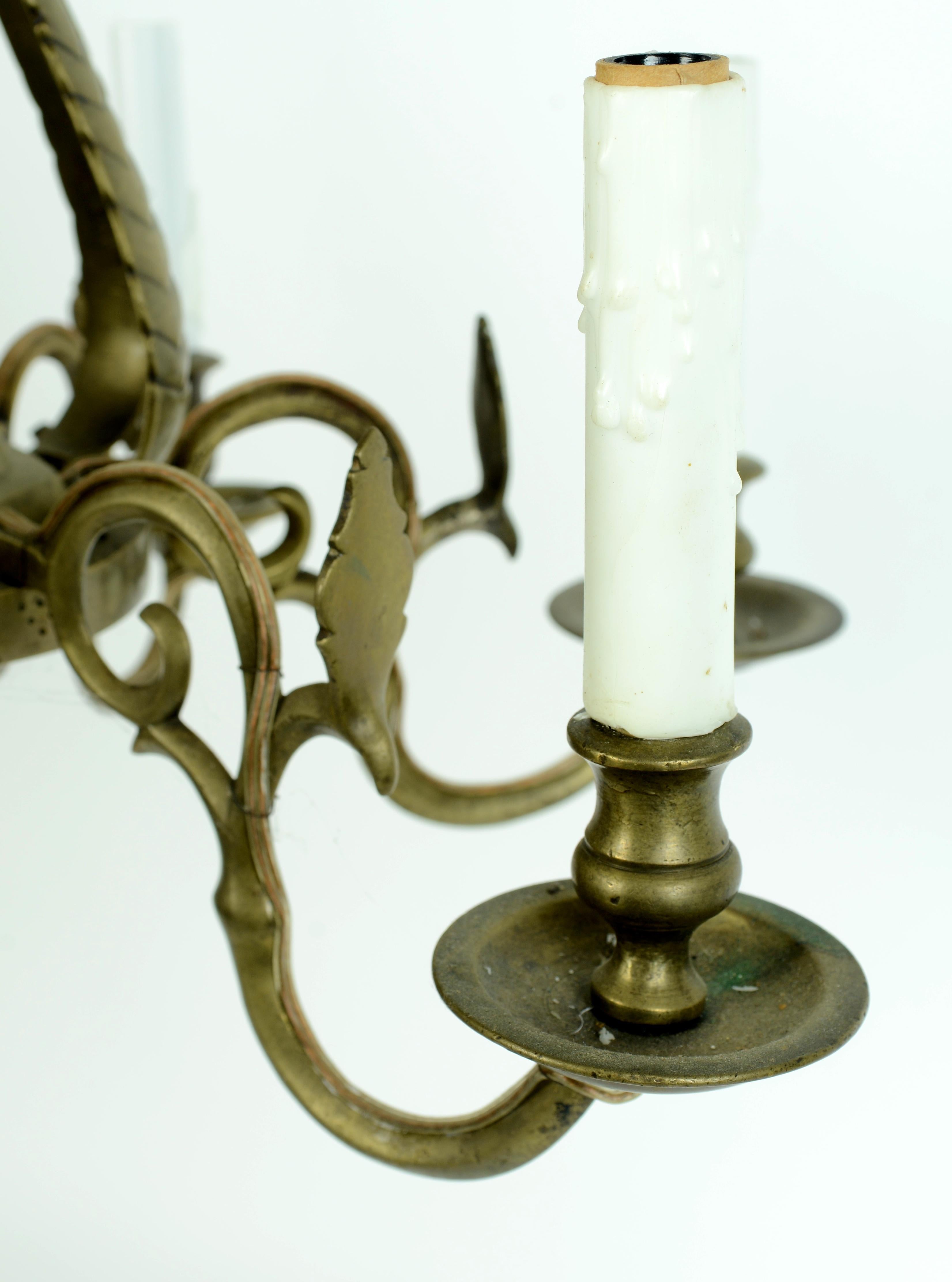 18th Century Dutch Open Pineapple Shaped Design Brass Chandelier 3