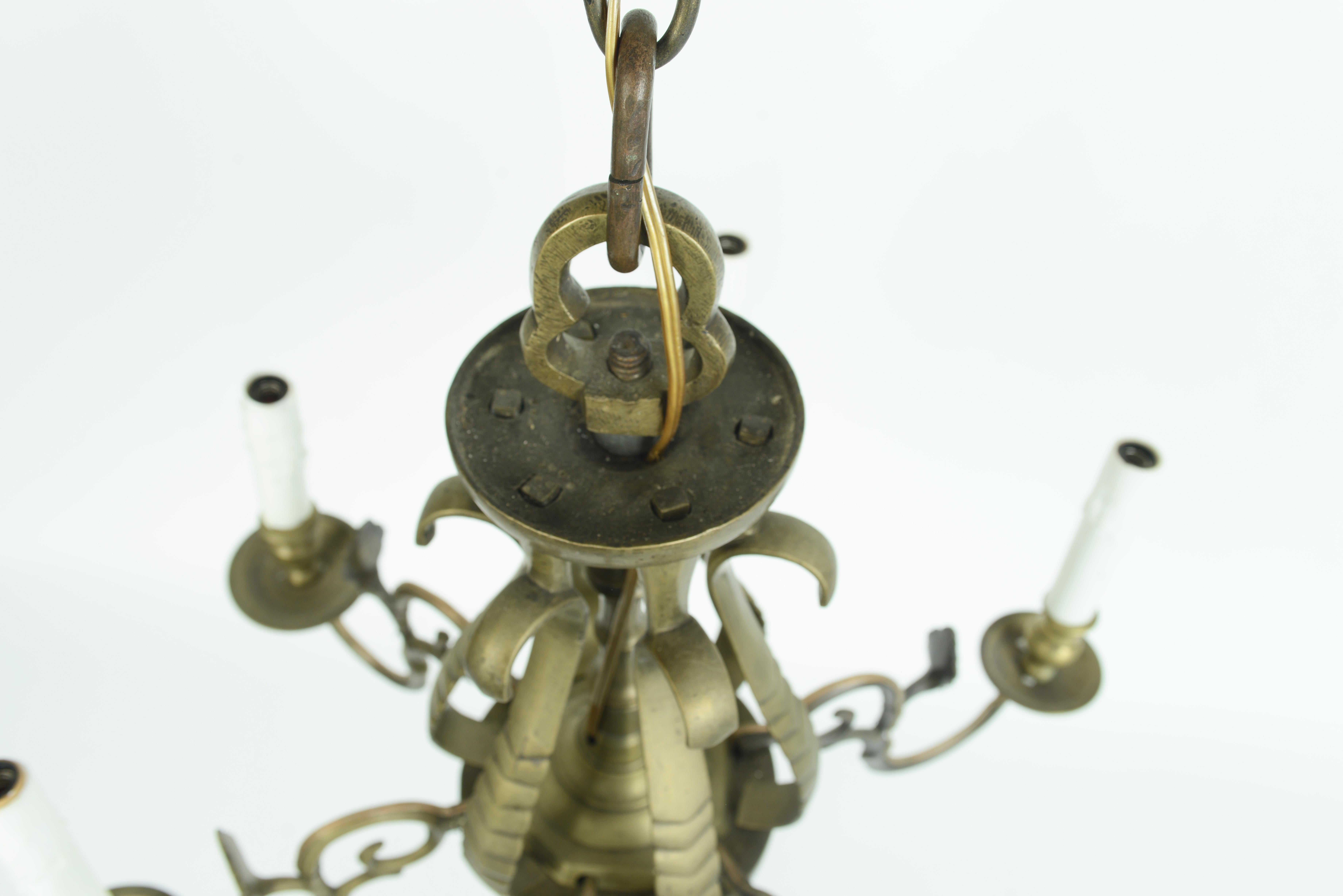 18th Century Dutch Open Pineapple Shaped Design Brass Chandelier 4