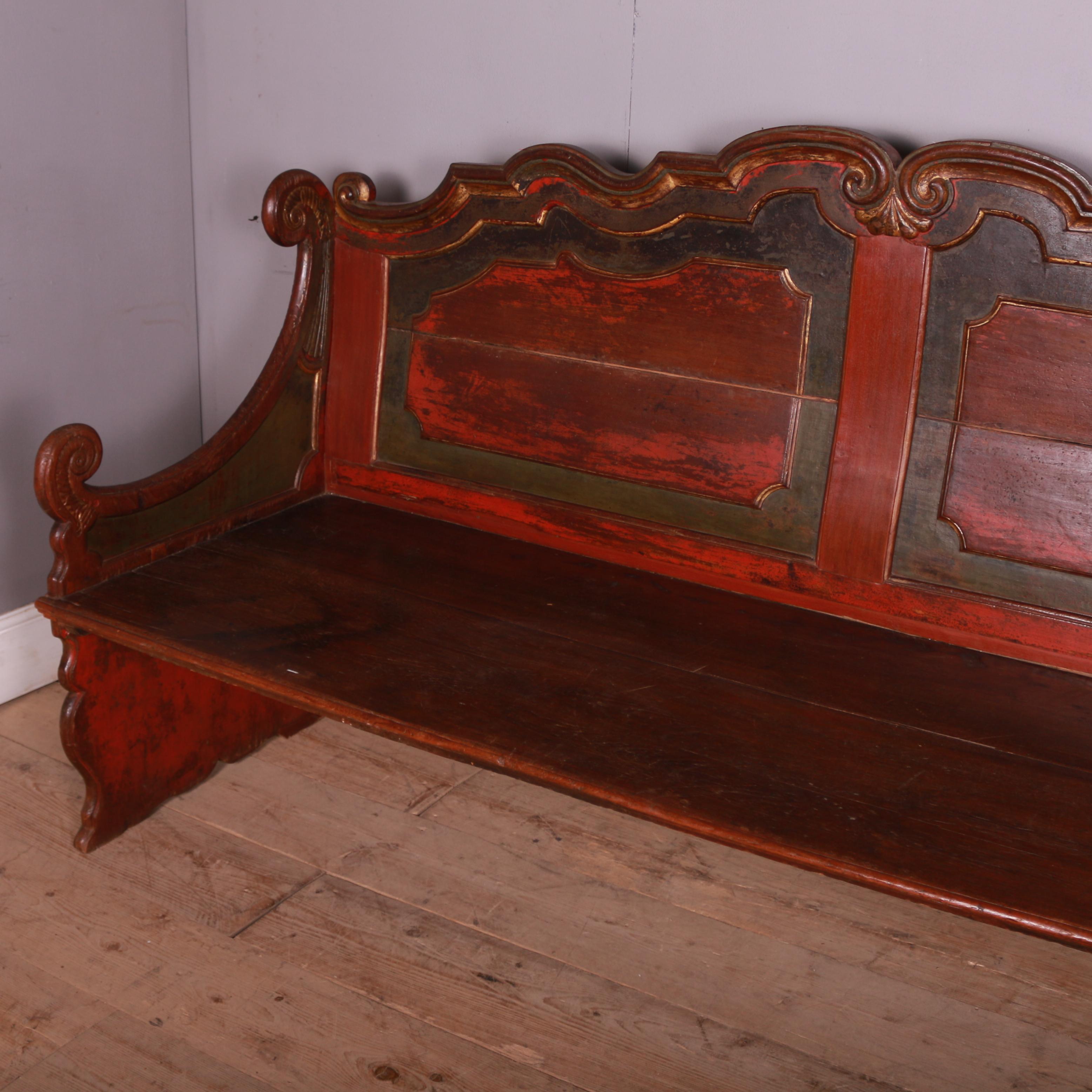 Oak 18th Century Dutch Original Painted Bench For Sale