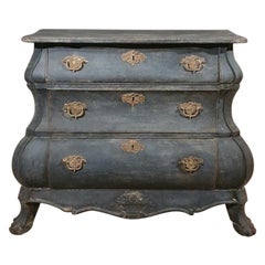 Antique 18th Century Dutch Painted Bombe Commode