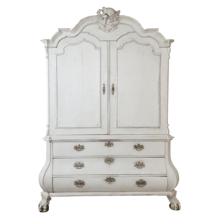 18th Century Dutch Painted Wardrobe Linen Cabinet For Sale At 1stdibs