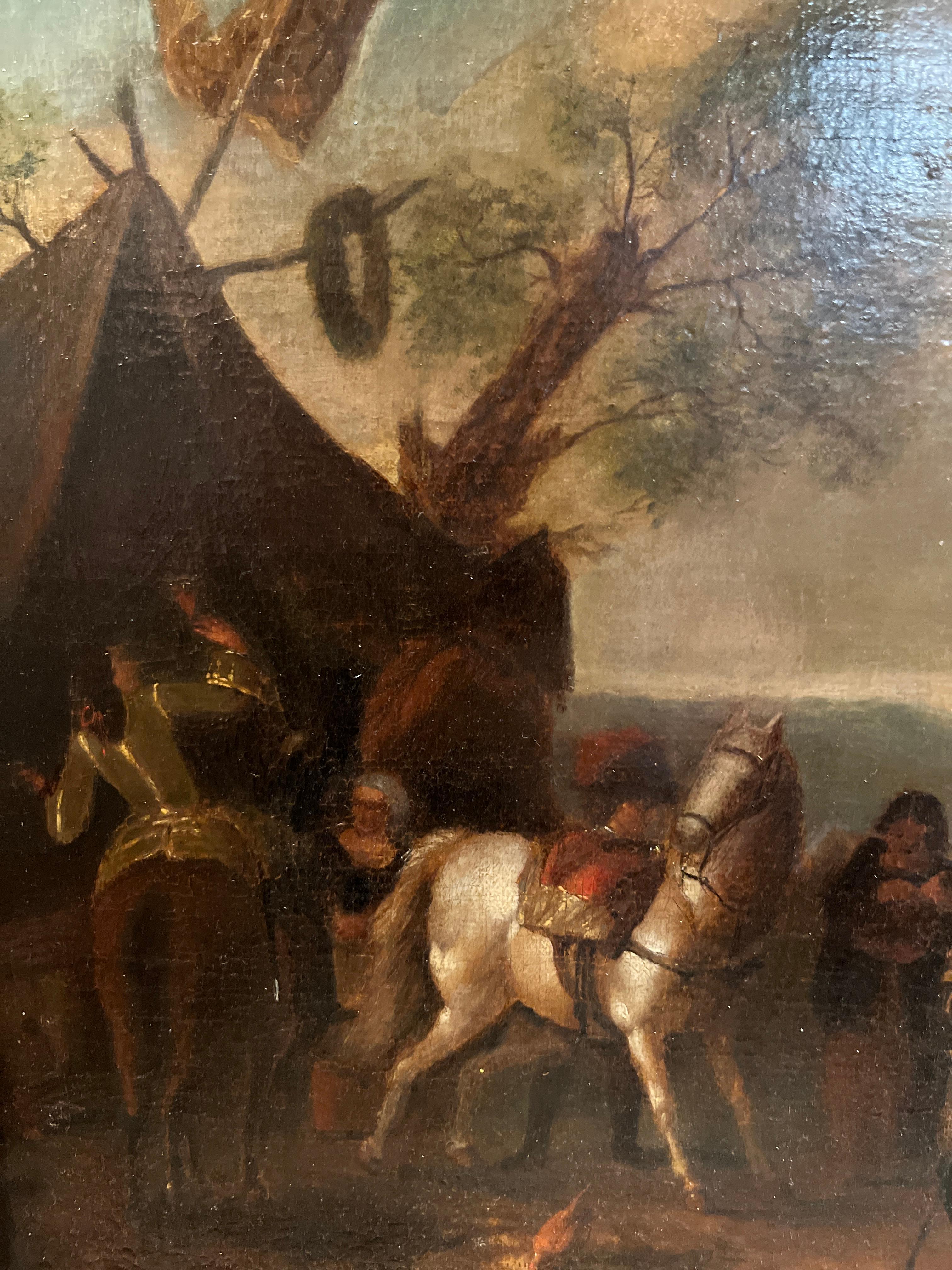 Francese Quadro olandese del XVIII secolo raffigurante cavalieri a cavallo di Anthonie Palamedes in vendita