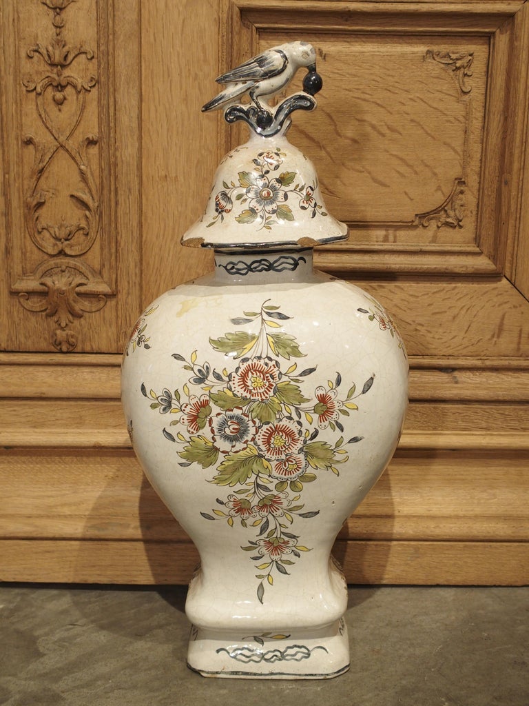 18th Century Dutch Polychrome Delft Baluster Form Vase For Sale 7