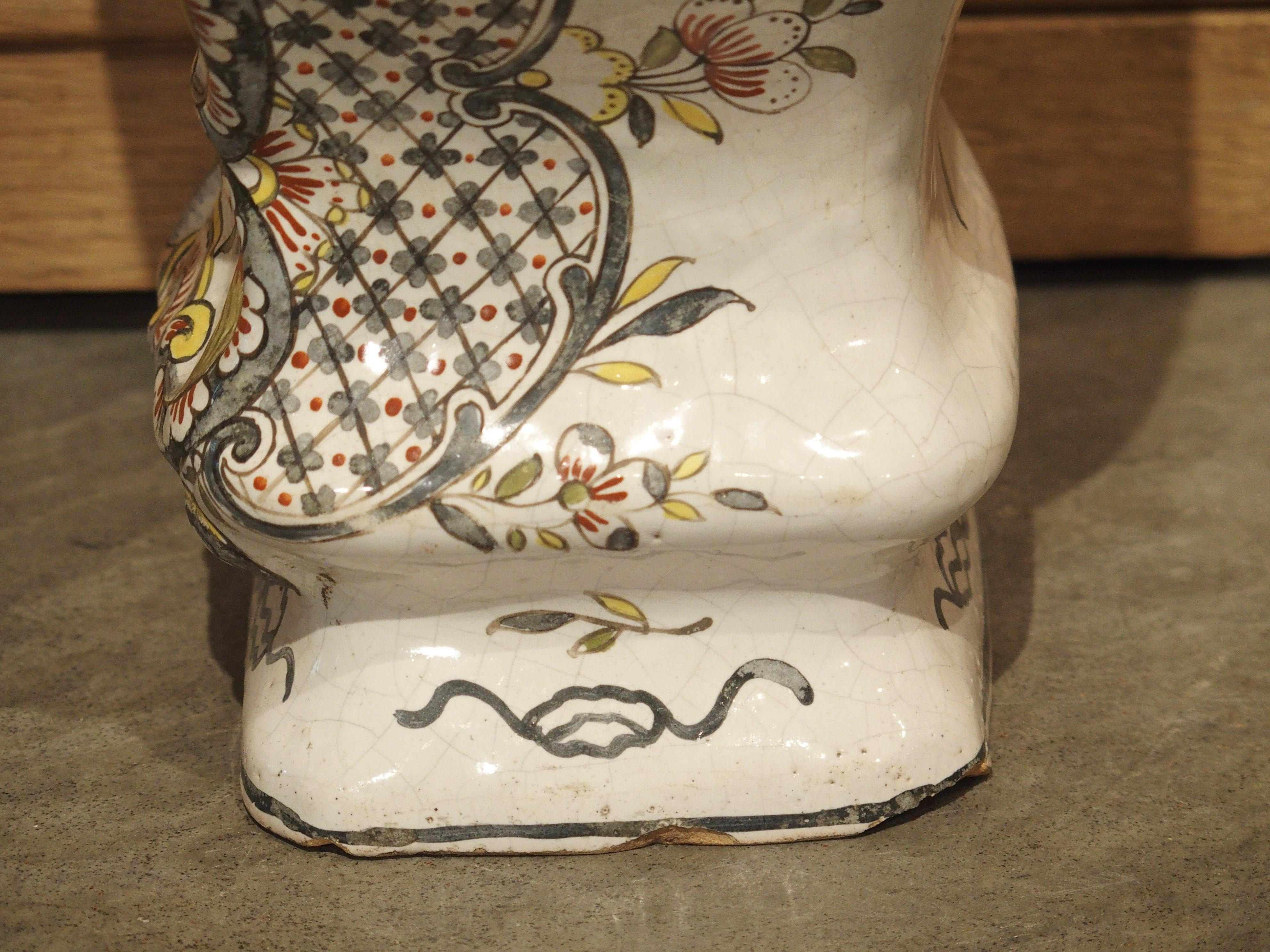 18th Century Dutch Polychrome Delft Baluster Form Vase For Sale 9
