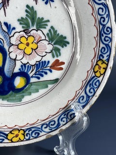 18th Century, Dutch Polychrome Hand-Painted Delft Charger - 9in