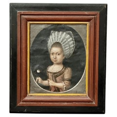 Ritratto di giovane ragazza olandese del XVIII secolo Olio su tela