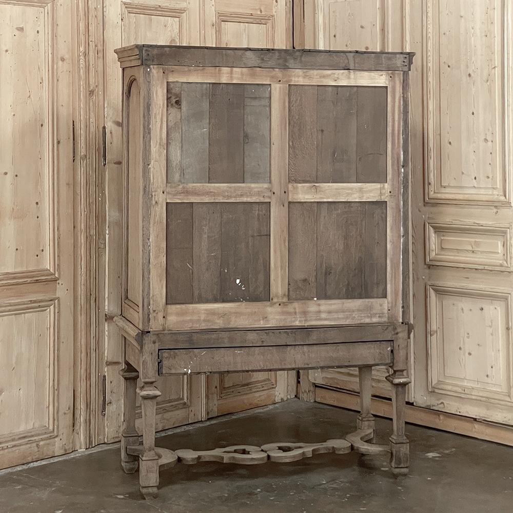 18th Century Dutch Raised Cabinet ~ Bookcase in Stripped Oak For Sale 12