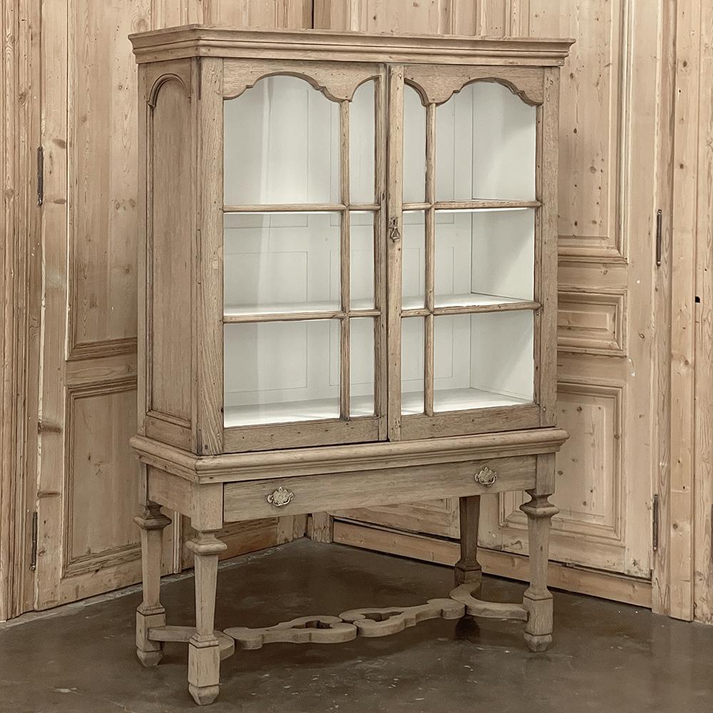 Louis XIV 18th Century Dutch Raised Cabinet ~ Bookcase in Stripped Oak