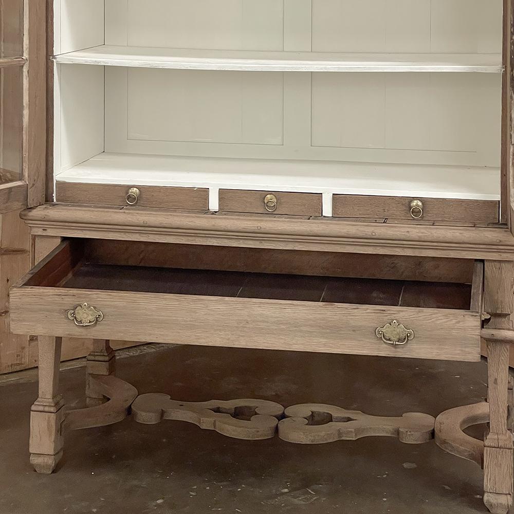 18th Century Dutch Raised Cabinet ~ Bookcase in Stripped Oak For Sale 1