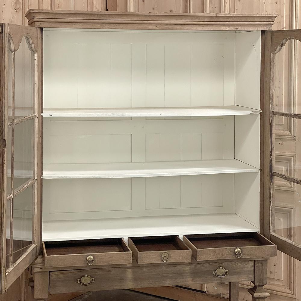 18th Century Dutch Raised Cabinet ~ Bookcase in Stripped Oak 1
