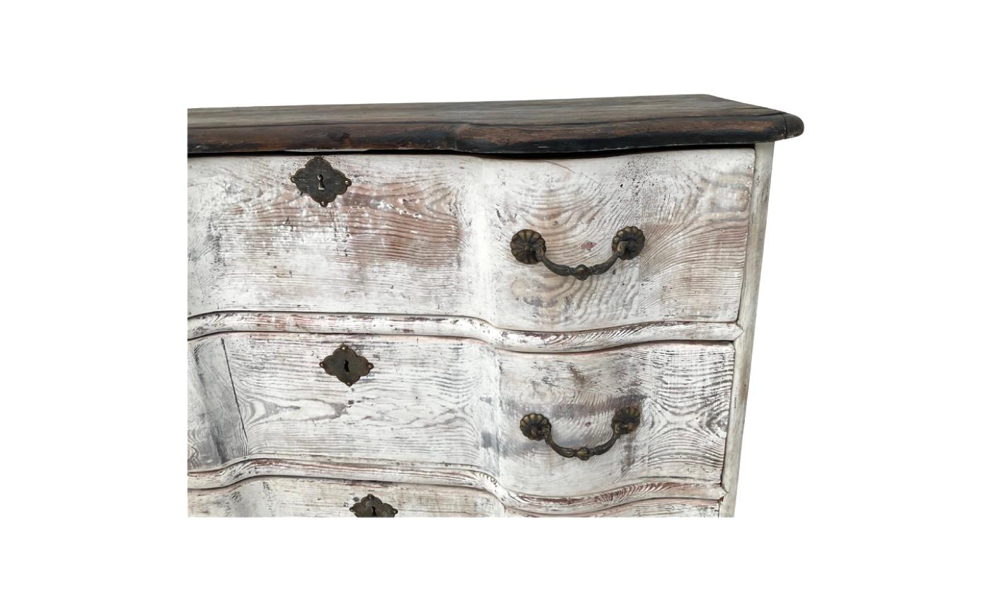 18th Century Dutch Rococo Period Serpentine Front Painted Commode For Sale 1