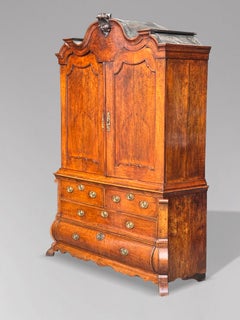 18th Century Dutch Rococo Walnut Cabinet Armoire