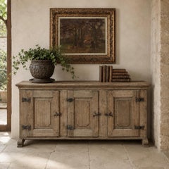 18th Century Dutch Rustic Oak Buffet ~ Credenza with Wrought Iron